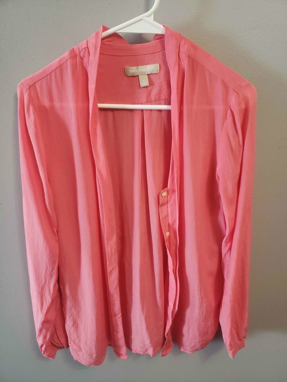 Banana Republic Coral-Pink Lightweight Button-Up Blouse